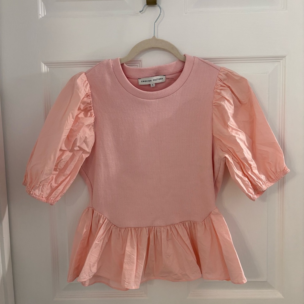 English Factory Pink Peplum Top